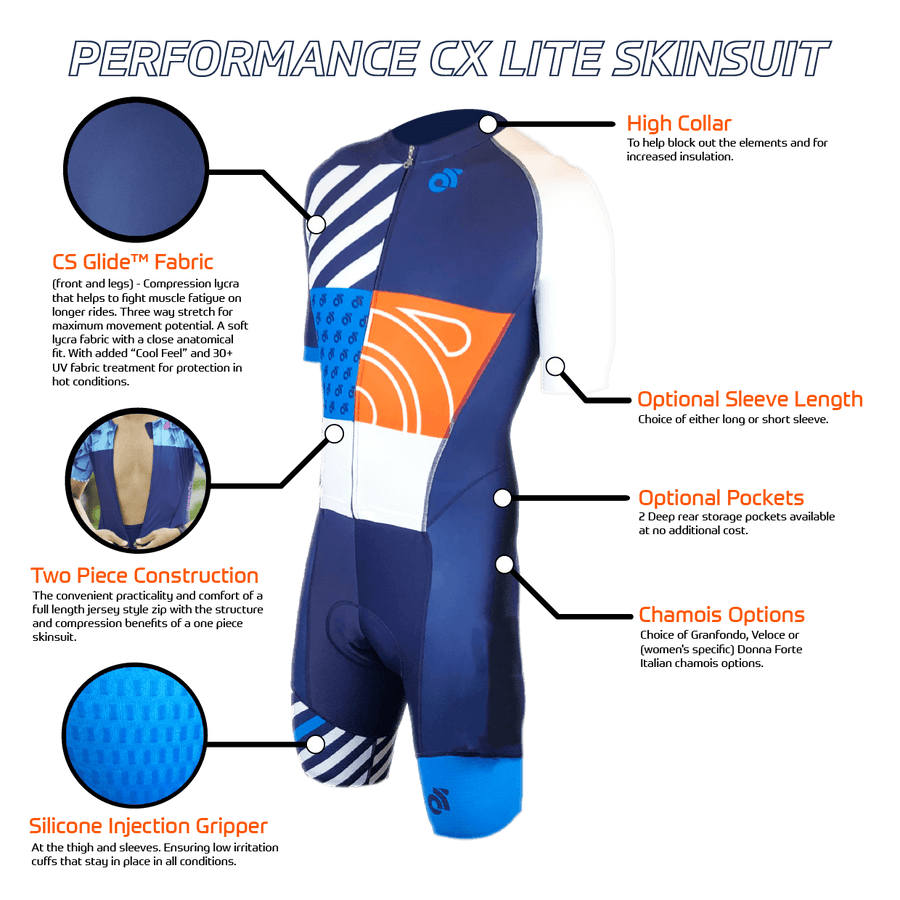PERFORMANCE Cyclocross Skinsuit  Long or Short-sleeved